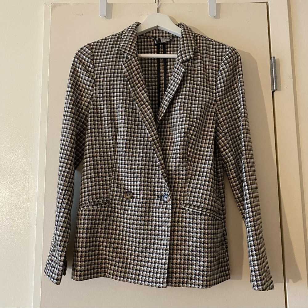 H&M Divided Collection, Women’s plaid print blazer, size XS, lightweight